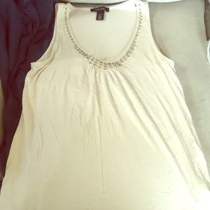 White House black market cream beaded top.